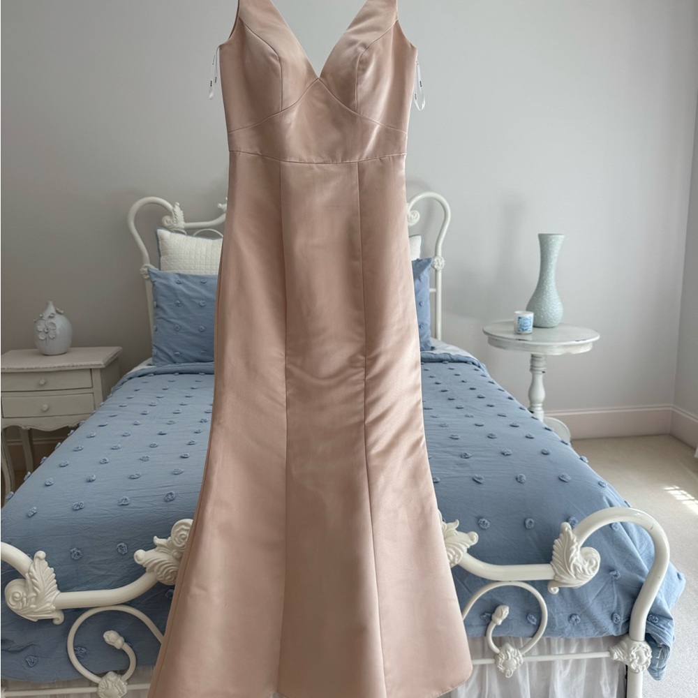 Wtoo Pink and Gold Sheath Maxi Dress with Plunge Neckline